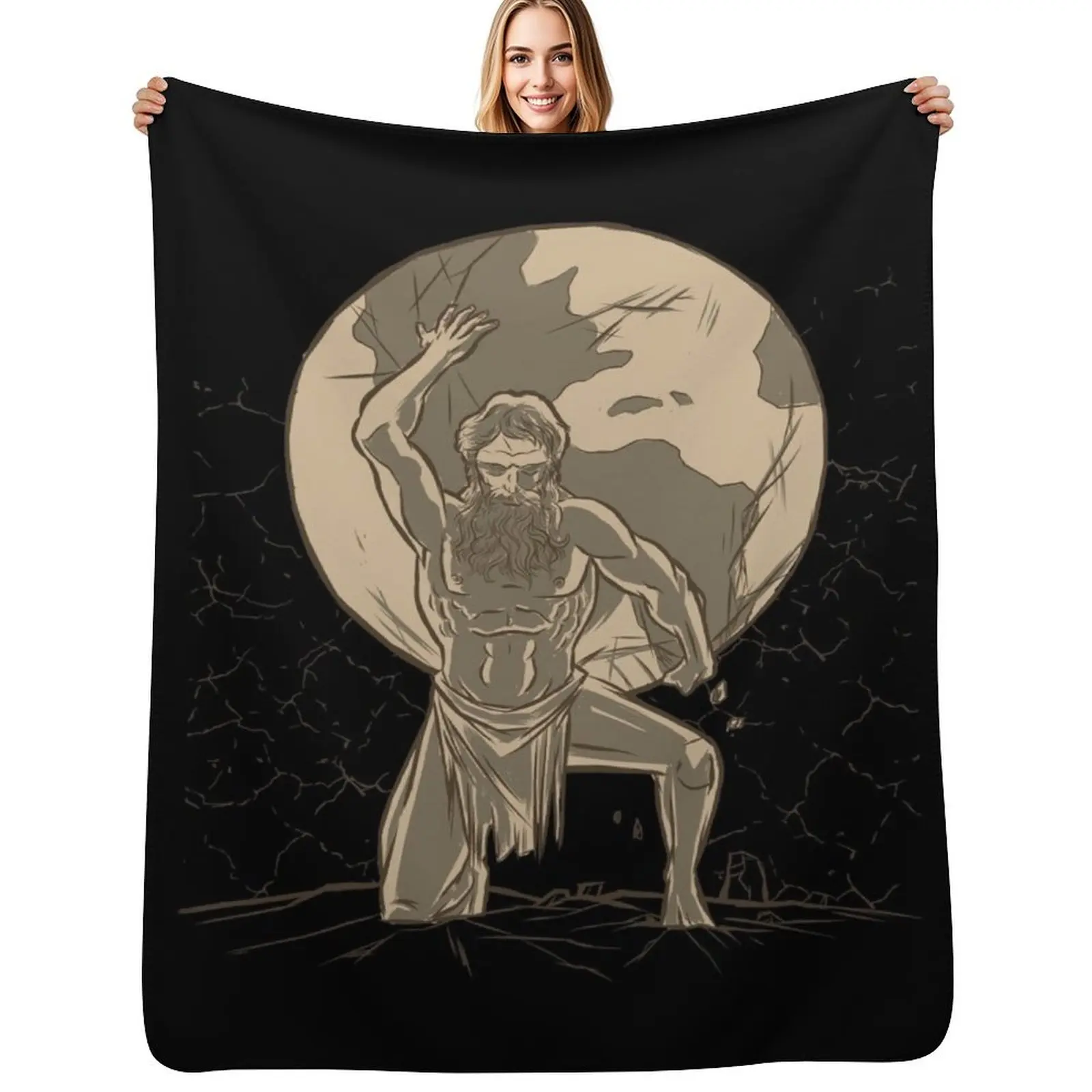 

Atlas Greek god. Throw Blanket Soft Cozy Blanket for Pet Kids Adults
