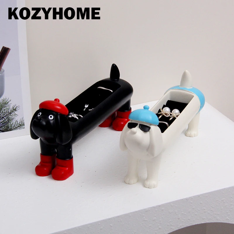 

KOZYHOME Cute Cartoon Dachshund Jewels Tray Container Rings Earrings Holder Organizer Jewelry Sponge Container Girl Gifts