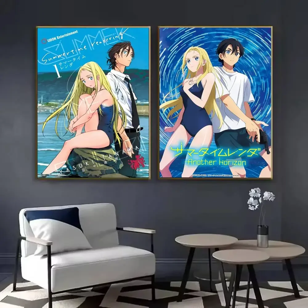 Anime Summer Time Rendering Poster Waterproof Sticky Wall Art Print For Bedroom Living Room Hallway Bar Home Decor