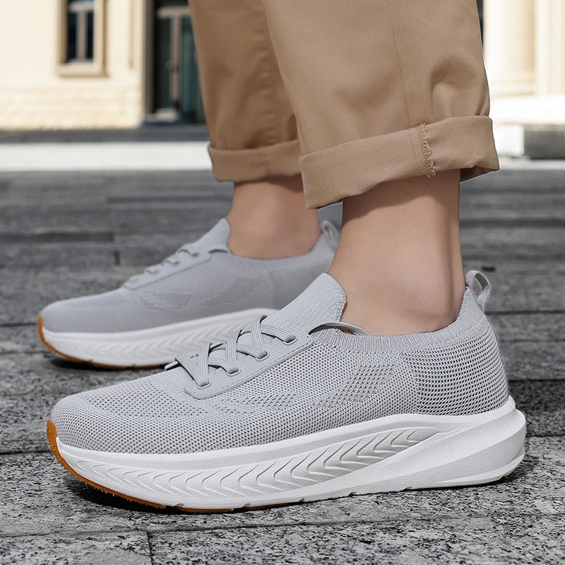 Herren-Laufschuhe, breite Zehenbox, durchgehende Popcorn-Dämpfung, leichte Outdoor-Sneaker_voghion.com