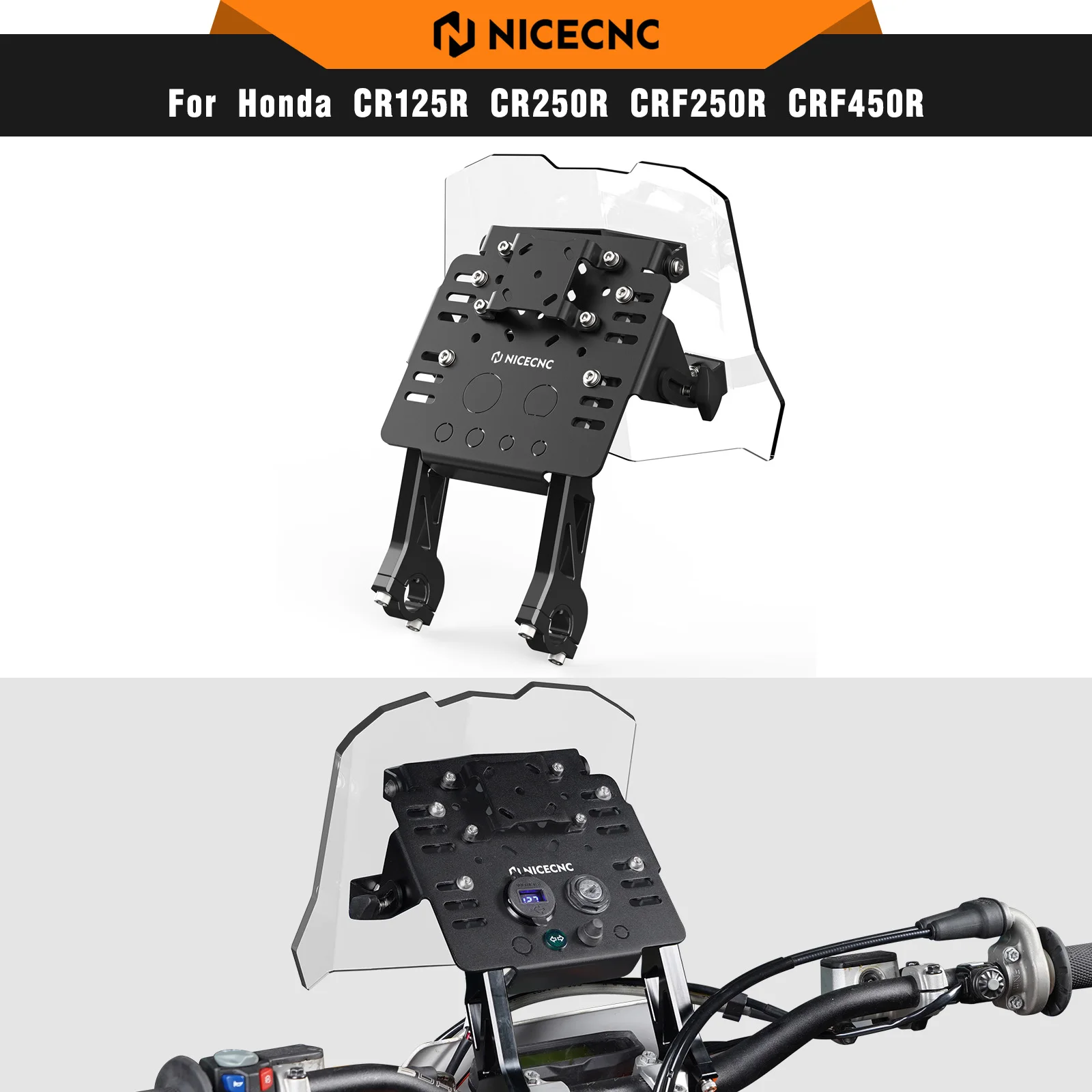 

For Honda CRF300L 2021-2023 GPS Mount Bracket Mini Fairing Kit XR650L 1993-2024 CRF250R CRF450R CRF450X CRF450RX CR125R CR250R