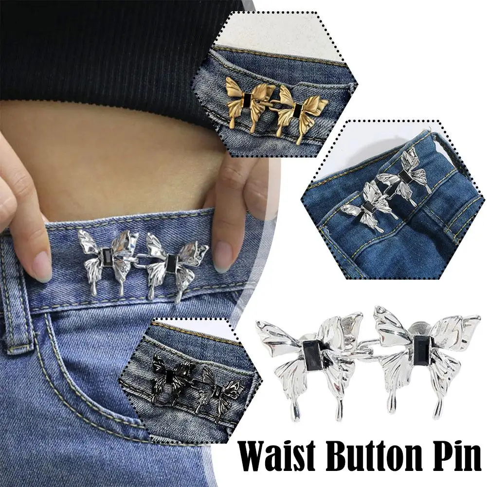 Adjustable Waist Tighting Pin Women Alloy Brooch Buckles Detachable Vintage Pants Button Coat Jeans Pins Waist Button Jean T6N4