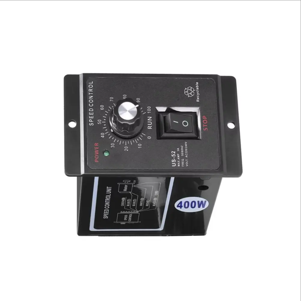 

400W Digital Motor Speed Controller AC 220V 50Hz Stepless Adjustable Single Phase Speed Regulator 0-1450rpm for Home Use