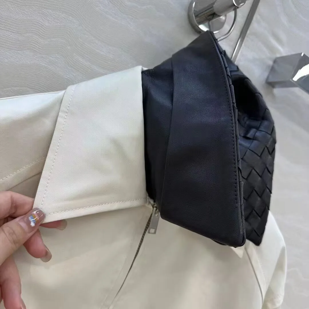 2025 New Autumn Oversize Loose Casual Jacket Women Crochet Sheepskin Leather Lapel Patchwork Long Sleeve Zipper Vintage Coat