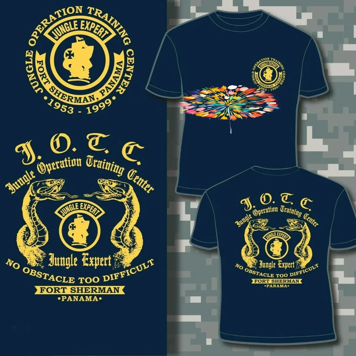 Jungle Operations Training Center - Fort Sherman, Panama T-Shirt 100% Cotton O-Neck Short Sleeve Casual Mens T-shirt Size S-3XL