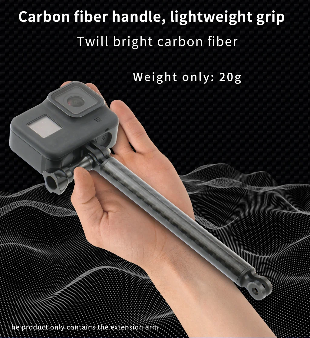 CNC Carbon Fiber Rod Helm Verlängerung Arm Selfie Hand Grip Stativ Adapter für GoPro Hero 11 10 9 8 7 6 Max Insta360 Halterung – Detail 4