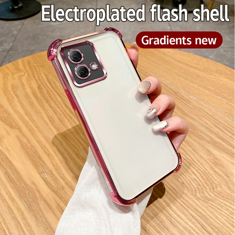 Luxo galvanizado Airbag Proteção Clear Case, macio transparente chapeamento tampa traseira, apto para Motorola Moto G84, G54, G52, G30, G20, G10