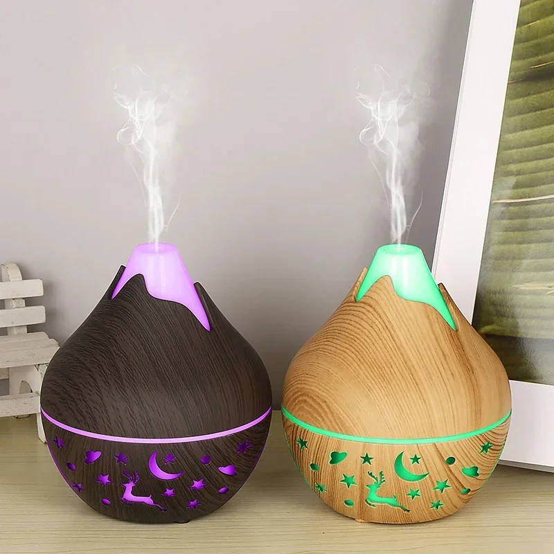 Mini USB Humidifier Wood Grain Aroma Diffuser 7 LED Color Humidifier Capacity Ultrasonic Air Humidifier Cool Mist for Home