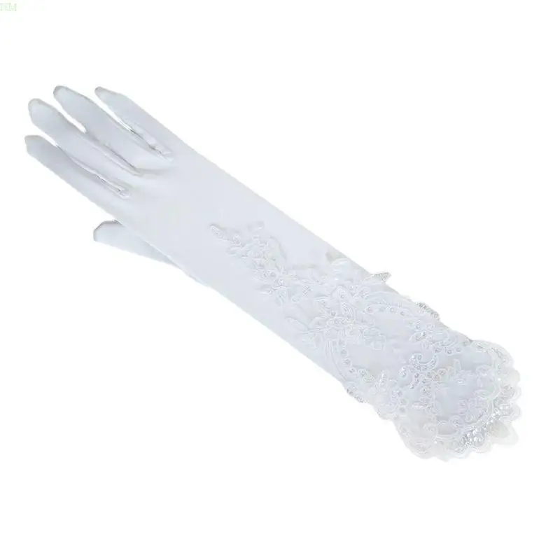 

Women Long Gloves Elegant Princess Formal Wedding Sequins Lace Mittens Gifts Wholesale Drop Shipping