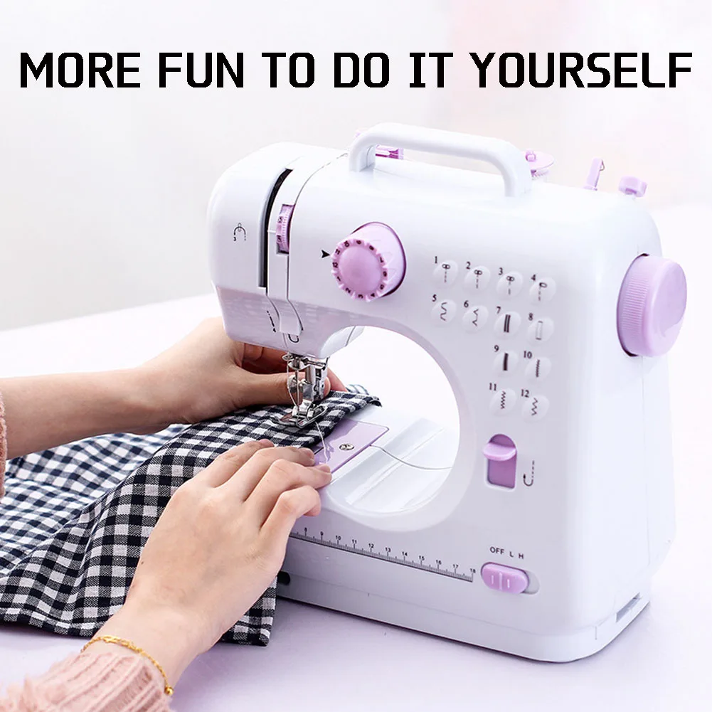 

Electric Sewing Machines for Portable Mini Household Multifunctional with 12 Stitches 2 Speeds Foot Pedal Multiple Power Plug