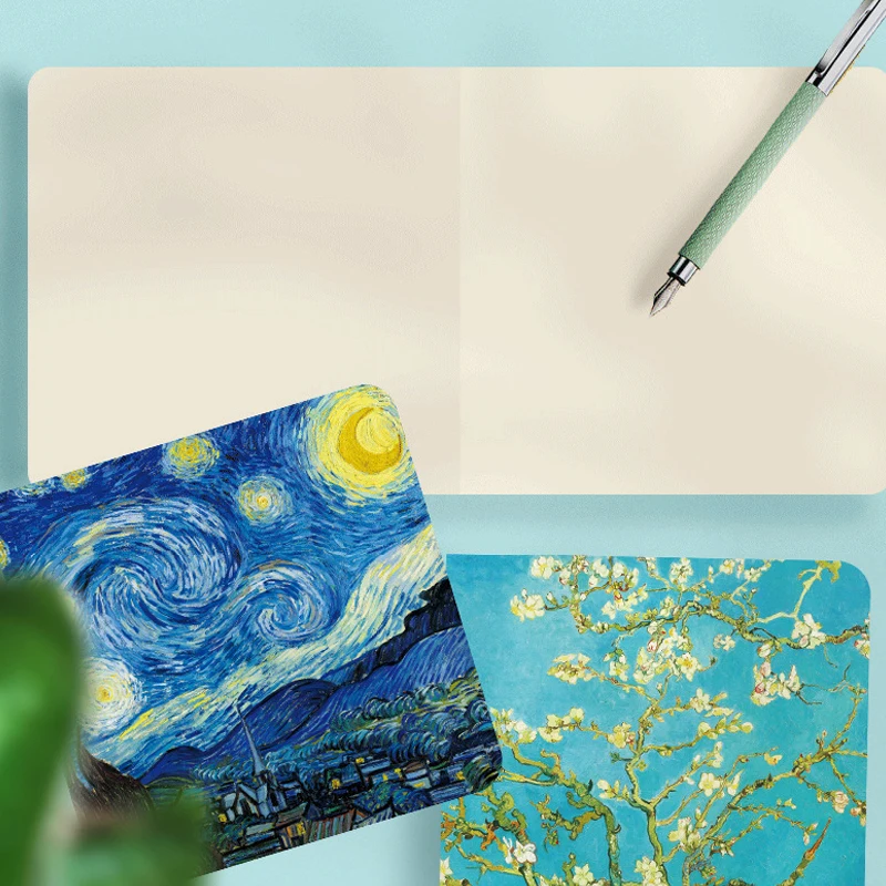 Square Notebook,Blank Inner Pages,Cover Of Paintings By Monet And Van Gogh.80 Sheets 160 Pages,100gsm,Office Learning Diary