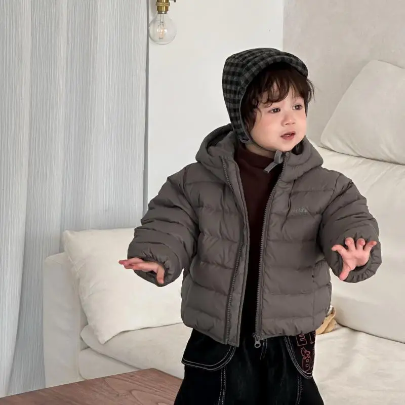 

2025 Winter New Baby Cotton Padded Jacket Girls Long Sleeve Hooded Coat Plus Velvet Thick Toddler Boys Warm Zipper Jacket