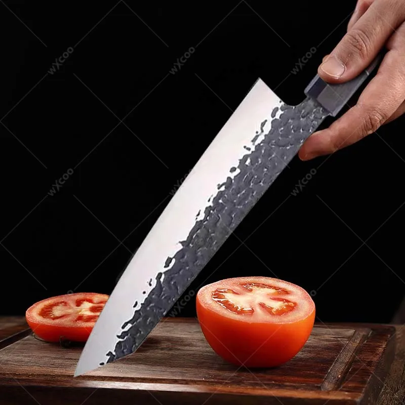 Japanese Chef Knife Forged Kitchen Slicing Knife Stainless Steel Butcher Boning Cleaver Santoku Knife Vegetable and Fruit Peeler