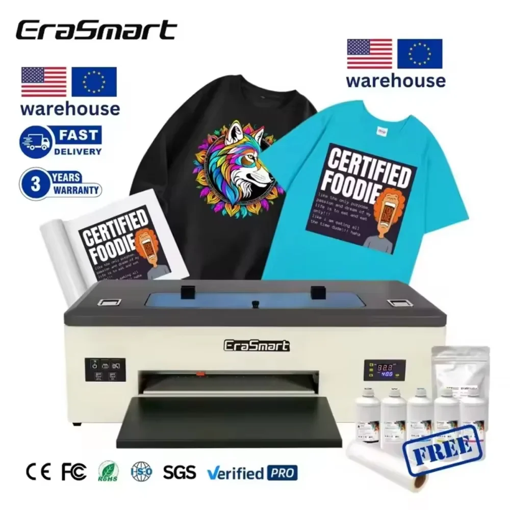 

Erasmart a3 dtf printer printing machine digital t-shirt printing machine printer for clothes 30cm dual i3200 head DTF printer