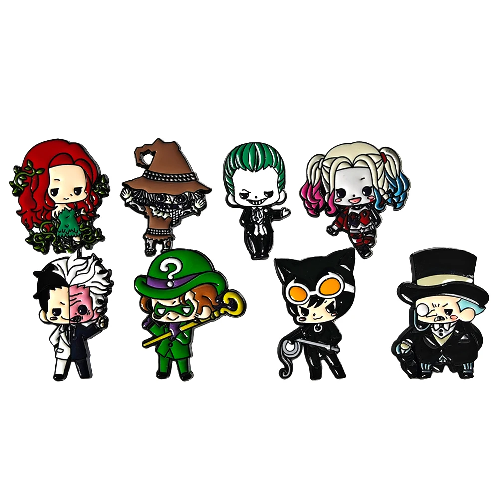 

1/8pcs Creative Cartoon Character Brooch Set Personalized The Joker Enamel Pin Backpack Clothing Jewelry Metal Badge Accessories