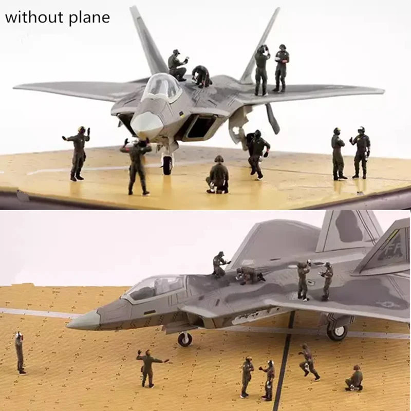 2025 New 1:72 Scale Model 10 Pcs Action Figure Aircraft Carrier Ground Service Handling Working Men Toys DIY Scene Accessory