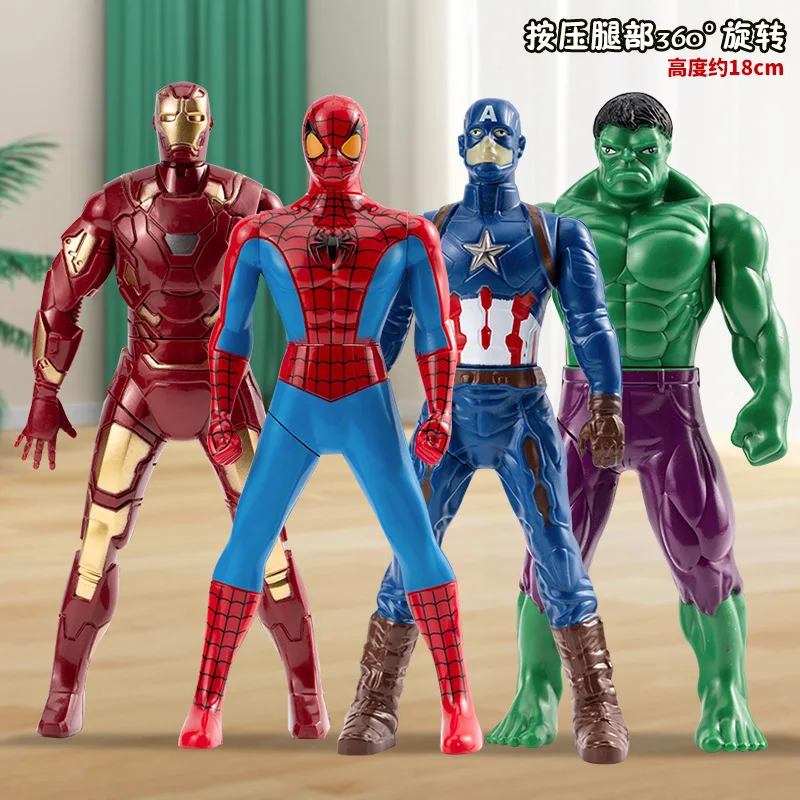

Iron Man Ornament Captain America Avengers Anime Character Press Rotate 360 Degrees Toy Model Figurine Children Birthday Gift