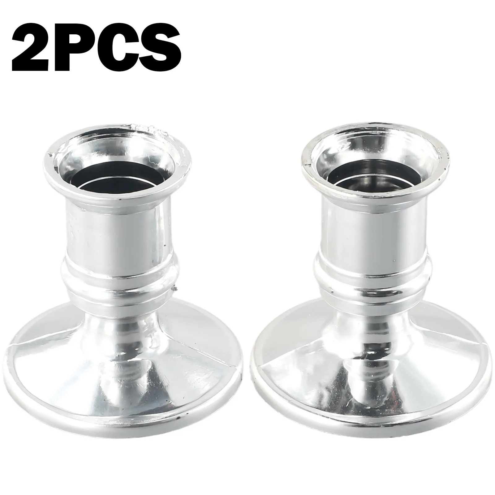 2pcs Sliver Pillar Candle Base Taper Candle Holder Candlestick Christmas Wedding Party Table Ornaments Home Decoration