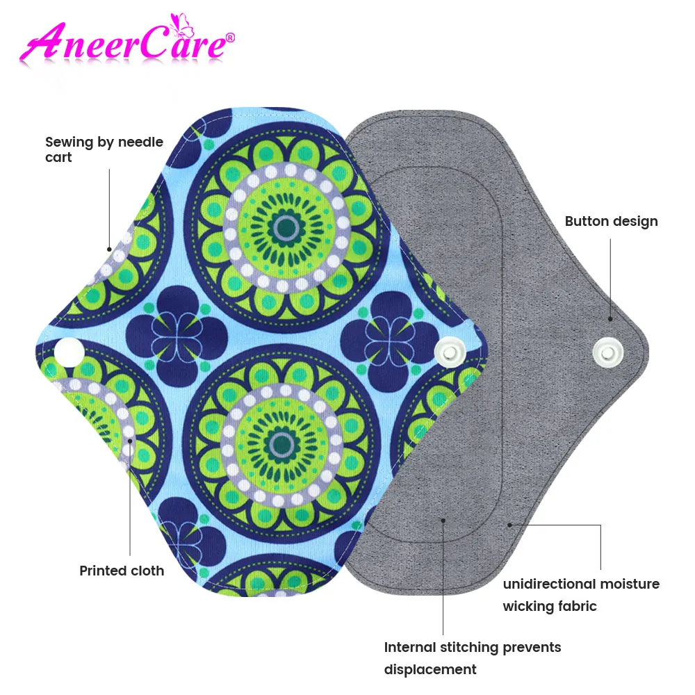 12Pcs Random Color Washable Cloth Sanitary Pads 3 Sizes, Reusable Bamboo Cloth Menstrual Pads with Storage Bag.