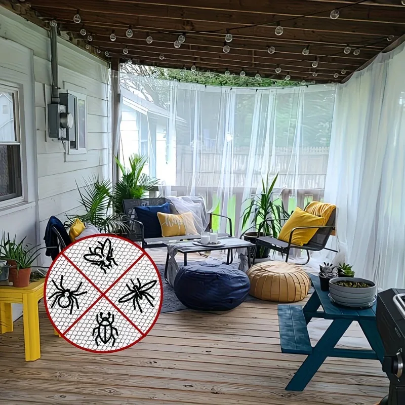 1 Panel Outdoor Sheer Mosquito Curtain with Rod Pocket Breathable Anti-Mosquito Netting for Gazebo Patio Garden Pavilion