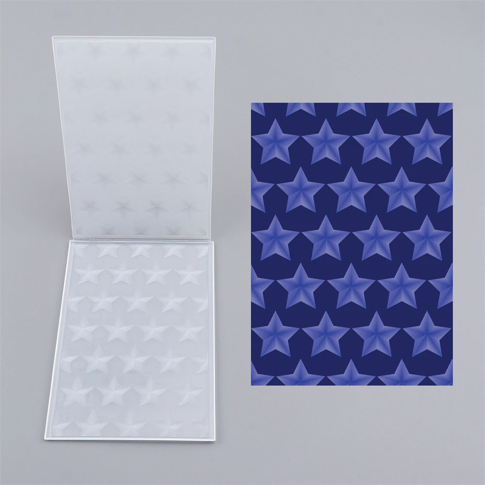 1Pc 3D Embossing Folder Embossed Five-Pointed Star for Diy Scrapbooking Adding Textured Paper Greeting Card Envelope Craft