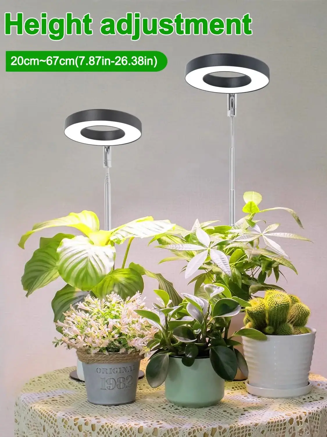 مصباح نمو نباتي كامل الطيف LED، ارتفاع قابل للتعديل 3H/9H/12H مصباح مكتبي يعمل بمنفذ USB، مناسب للأعشاب، إلخ