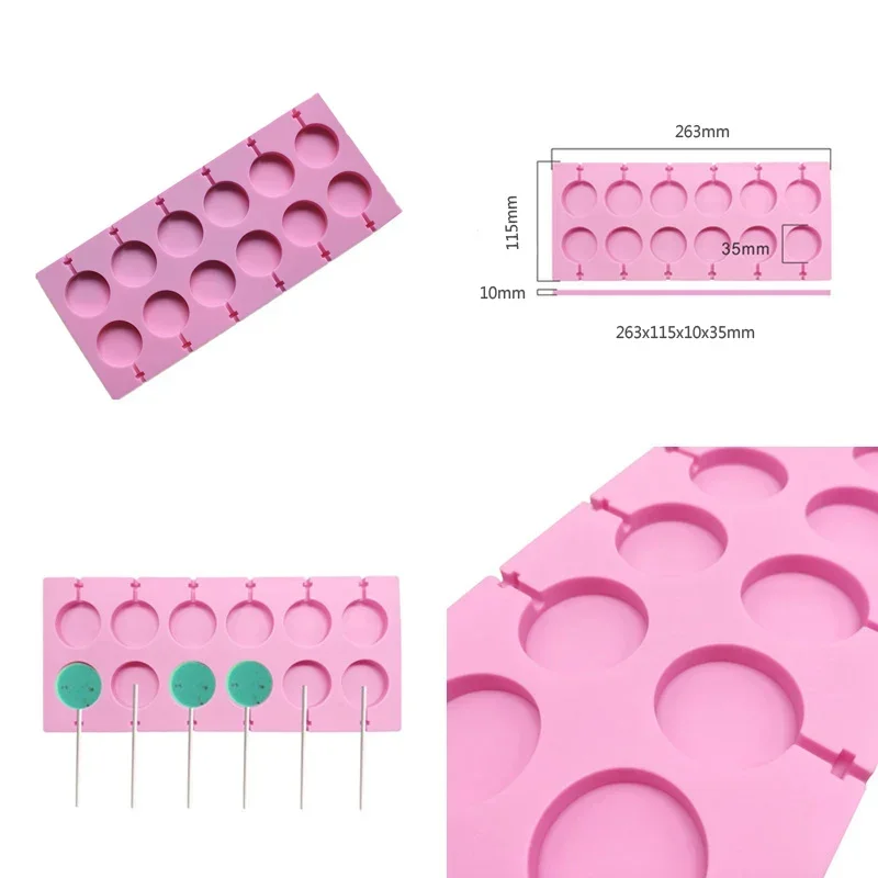 12 Hole Round Silicone Lollipop Mold Cute Paw Flower Chocolate Mould DIY Cherry Blossom Cake Decorating Form Silicone Bakeware