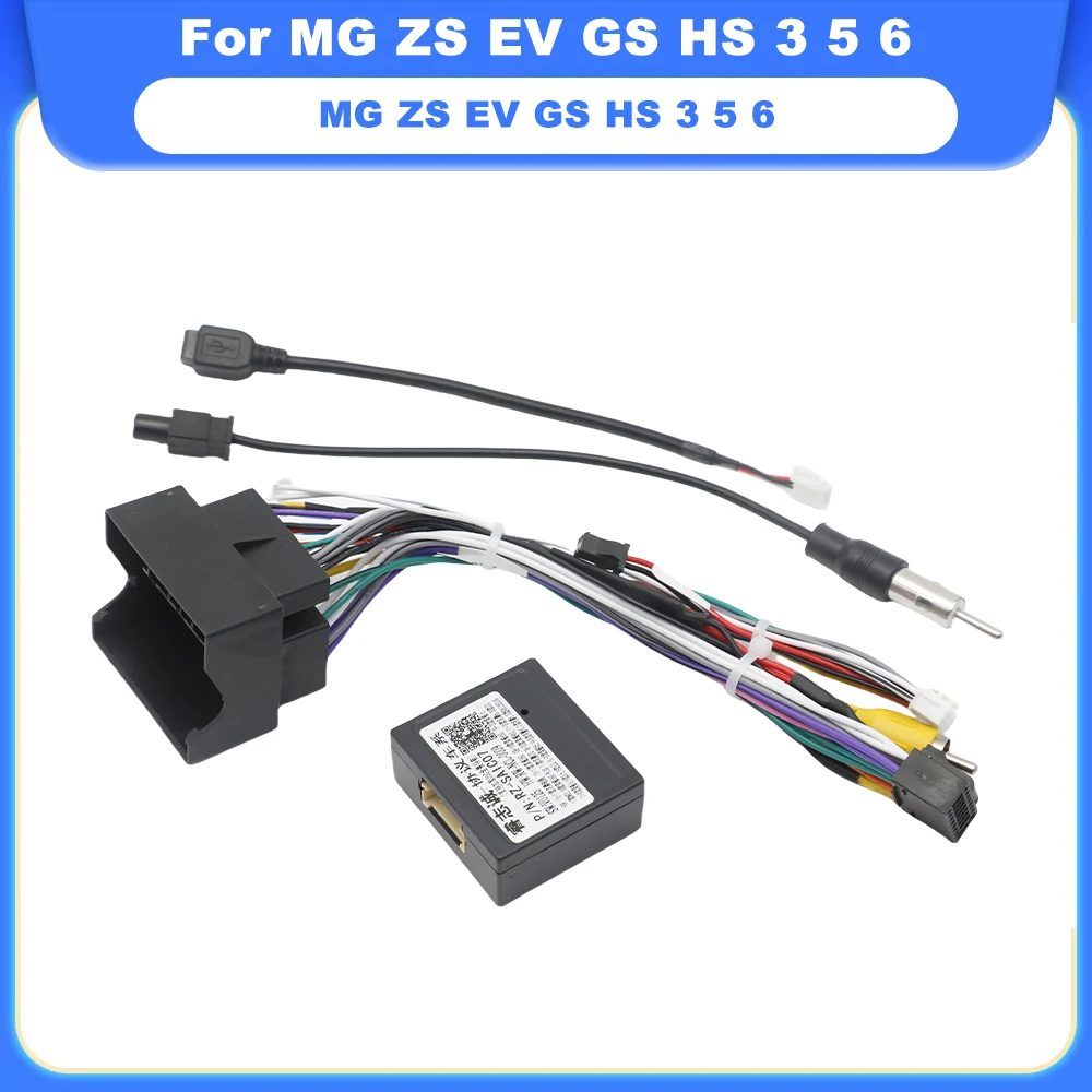 

for MG ZS EV GS HS 3 5 6 Quadlock Wiring Harness CAN Bus Decoder 16 Pin Plug Camera input Car Android Head Unit Cable Adapter