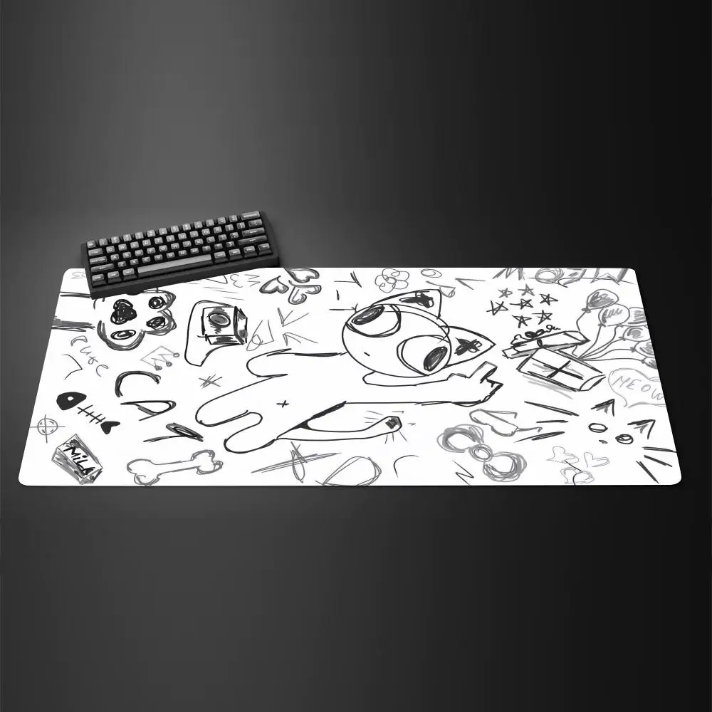 

Cartoon Kitten Simple Drawing Mouse Pad Large Rubber Anti-slip Desk Accessories Mousepad for Office and Gamer Keyboard Decor Mat