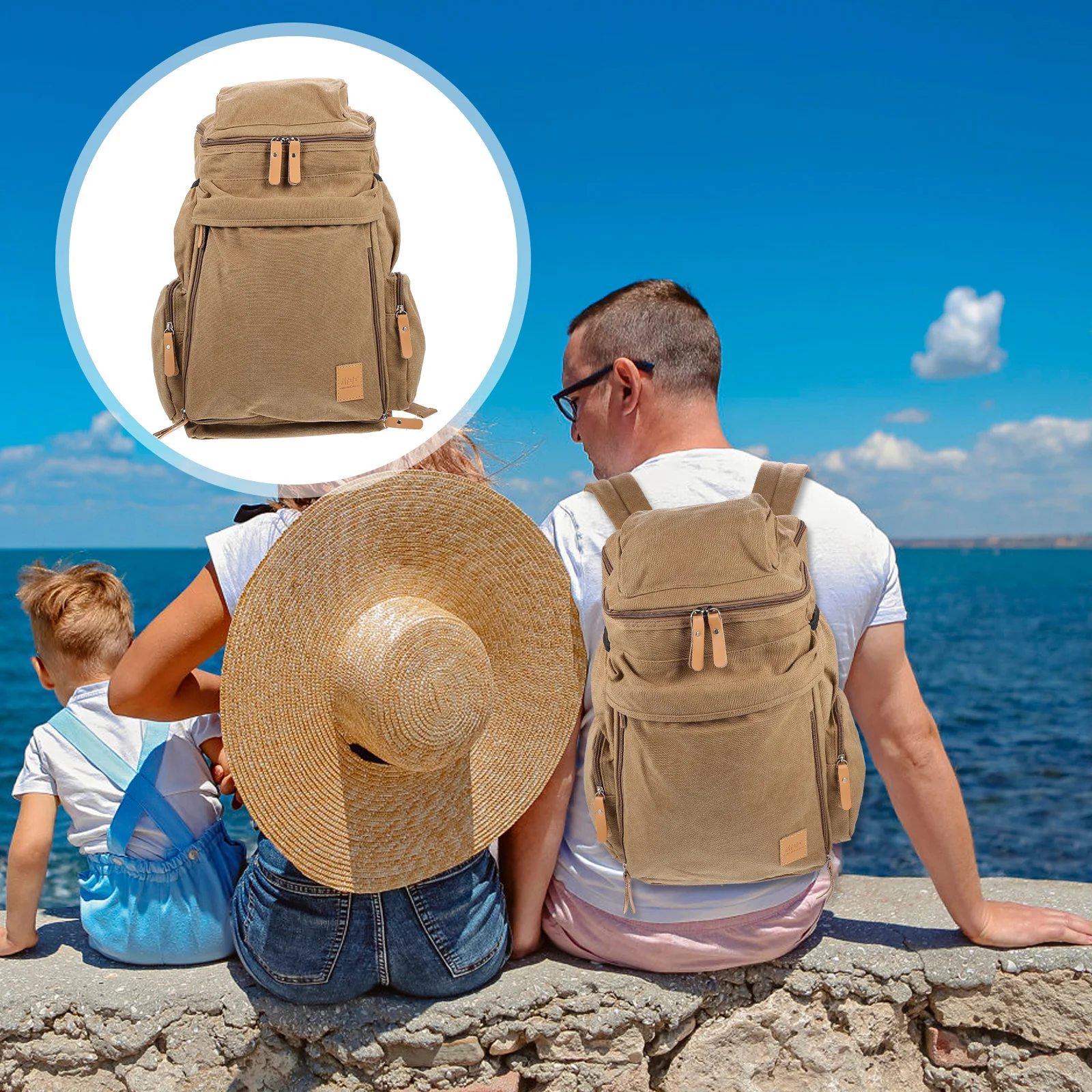 

Men Large Capacity Outdoor Canvas Backpack Travel Hiking Camping Durable Lightweight Rucksack Multifunctional Storage Bag