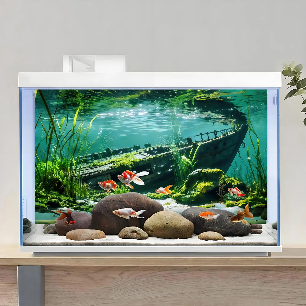 Flussbett-Treibholz, Aquarium-Hintergrundbild, Aquarium-Hintergrundaufkleber, Selbstklebend, Aquarium-Landschaftsgestaltung Dekor – Detail 14