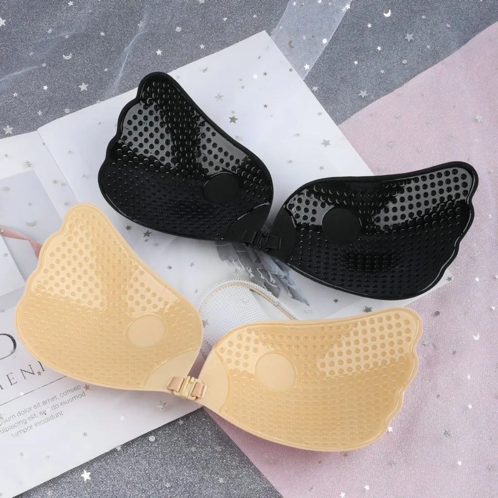 Angel Wings Breast Stickers Push Up Silicone Bra Versatile Nipple Tape for Wedding/Photography/Travel