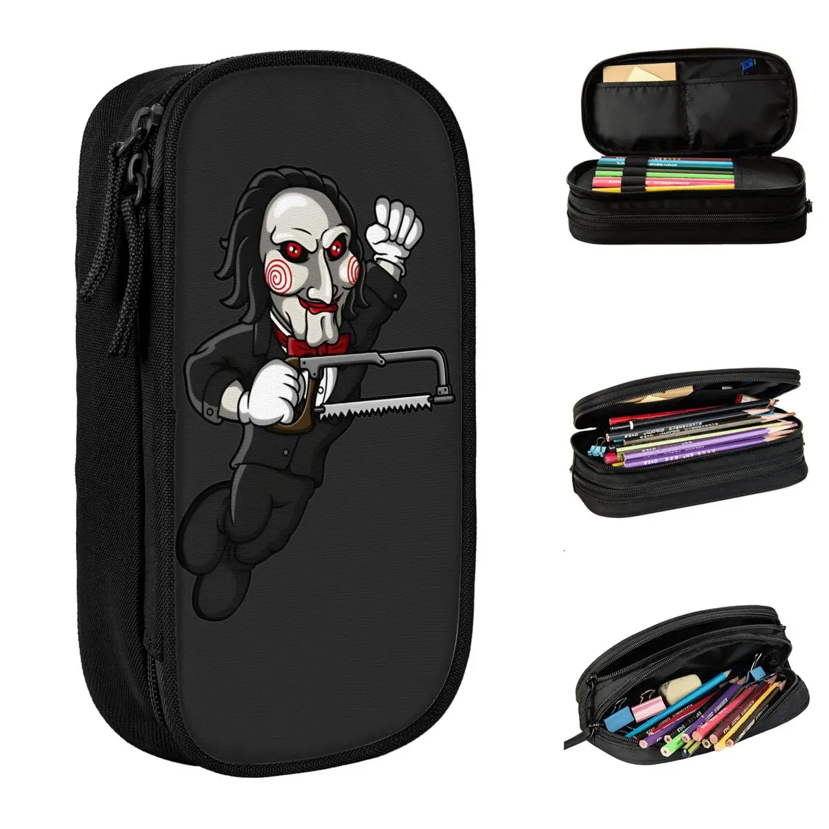 Horror Saw Pencil Case Movie Billy Mask Pencilcases Pen for Student Large Storage Bag Students School Gifts Accessories