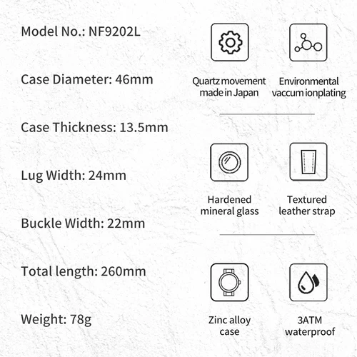 Imagen 2 del producto Reloj NAVIFORCE Original para hombre, reloj deportivo de cuarzo nuevo resistente al agua, reloj de pulsera de cuero de alta calidad para hombre 2022