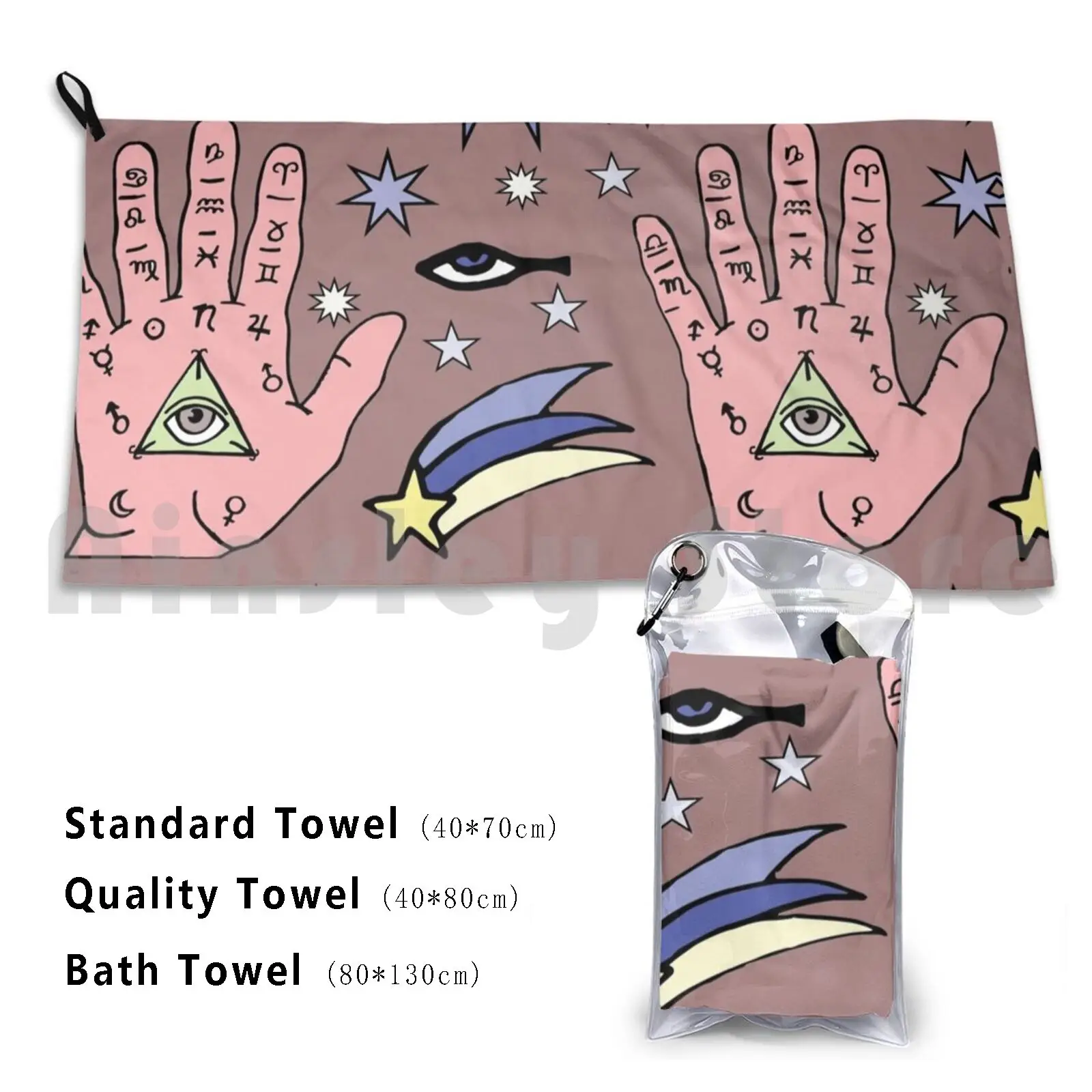 Medium I Custom Towel Bath Towel Moons Moon Sun Suns Mystical Star Space Tarot Clairvoyance Mysticism Sky