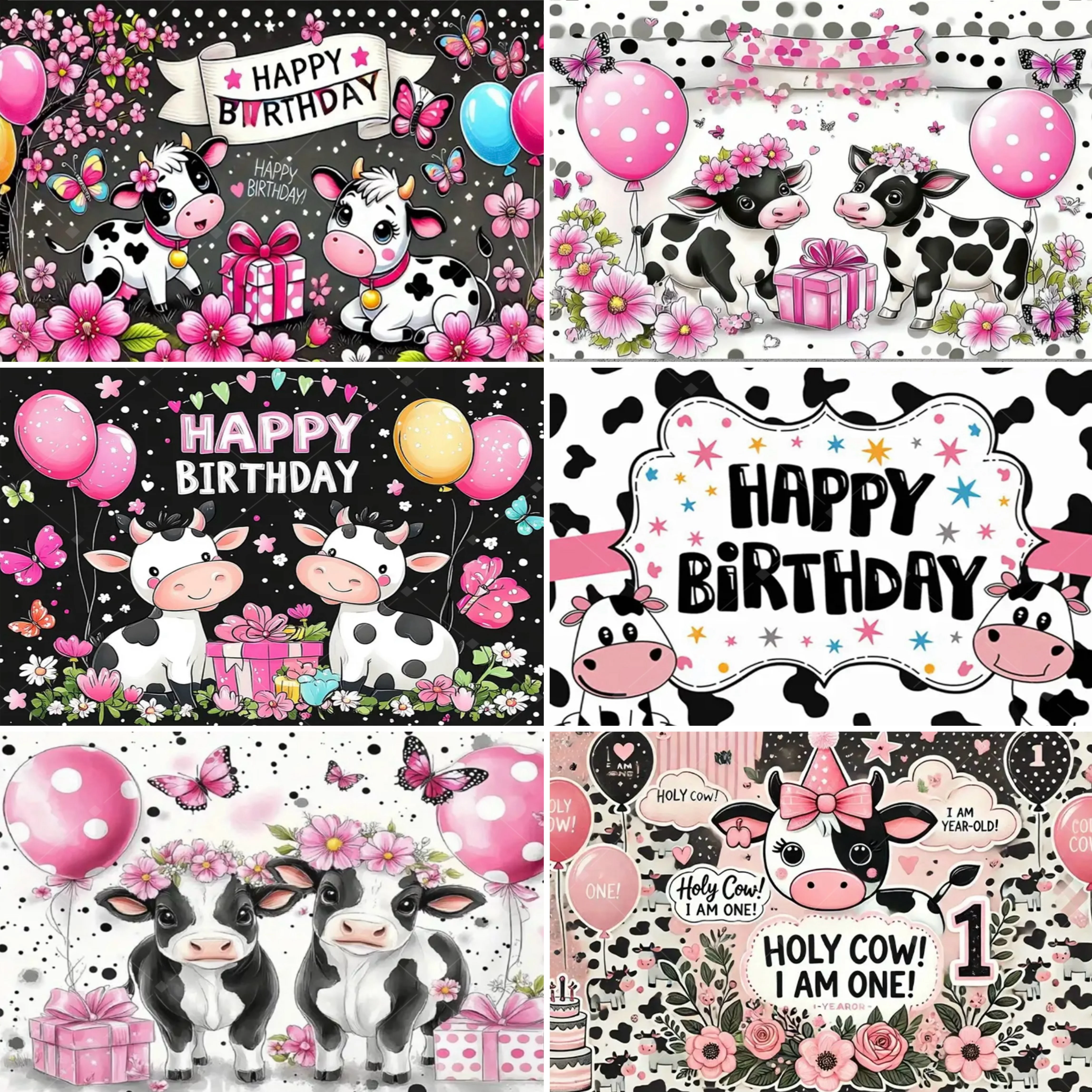 

Cute Farm Cow Theme Party Decoration Backdrop Children's First Birthday Cow Party Supplies Decoration Banner Baby Baptism Gift