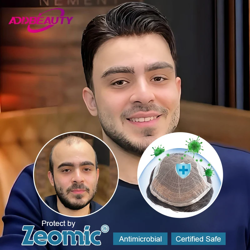 

Кружевной мужской парик из искусственной кожи с отбеленными узлами, антизапах, швейцарский кружевной парик из искусственной кожи, индийские человеческие волосы, натуральные парики, мужской, приятный для кожи парик