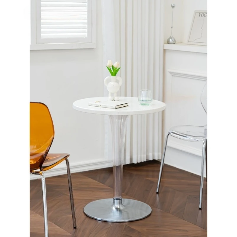 Modern Transparent Round Dining Table Leisure Breakfast Nook Desk Compact Home Side Table Desgner Style Furniture