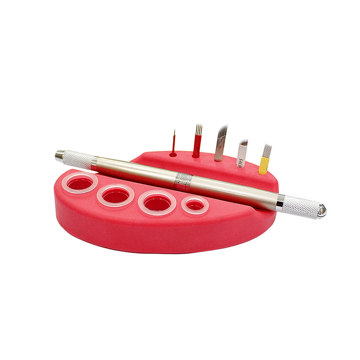 

1Pcs Oval Silicone Tattoo Tray Functional Ink Cup Holder for Eyebrow Pigments Pens Portable Tool Organizer