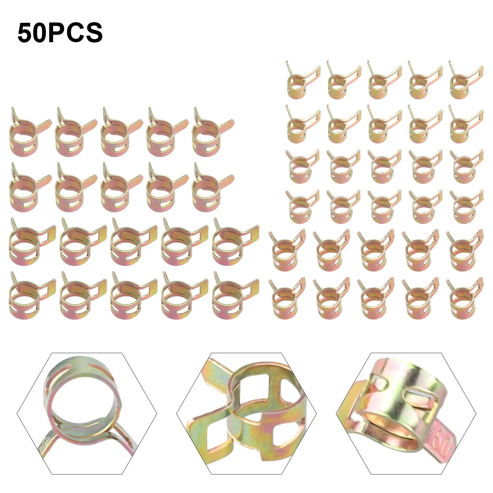 50Pcs Fastener 5mm 6mm 7mm 8mm 9mm Spring Clip Fuel Water Line Hose Pipe Air Tube Clamp Fuel Water Tube Clamps Fasteners