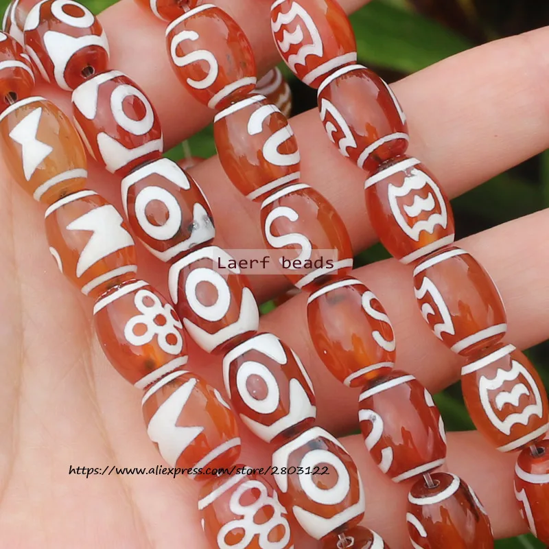 8pcs ,10x14mm Good Quality Natural Red Agate Ancient Tibet Dzi beads,Lucky Symbol,Powerful Amulet,For DIY Jewelry Making !