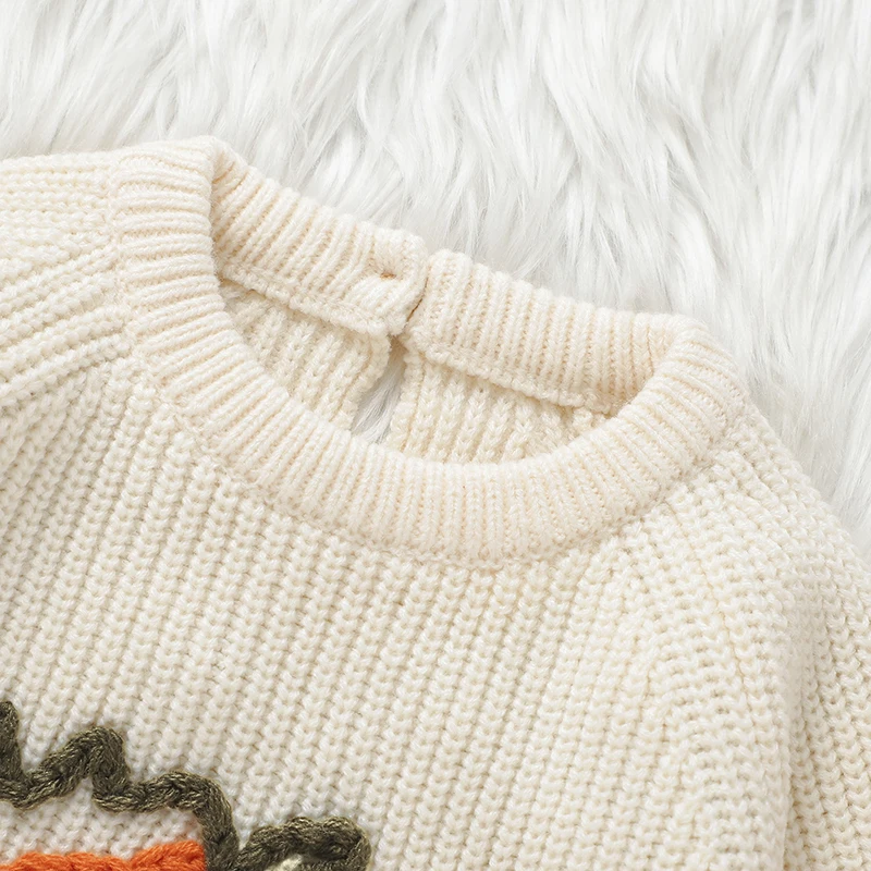 Baby Rompers Long Sleeves Winter Halloween Pumpkin Pattern Knitted Newborn Infant Boys Girls Jumpsuits Outfits 0-18m Costumes