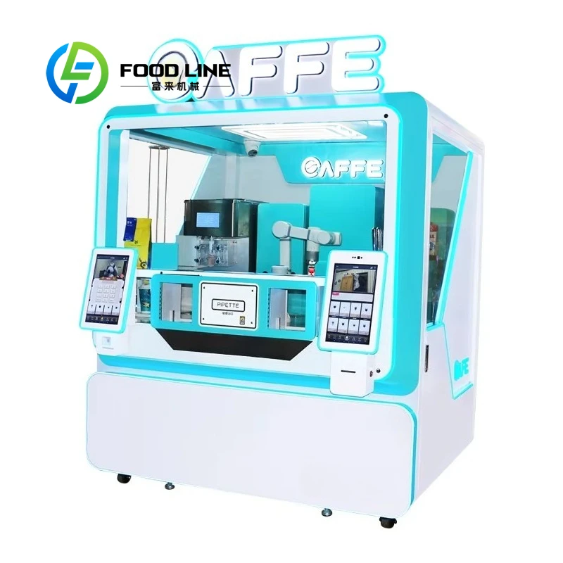 Customized Coin Operated Robotic Arm Coffee Vending Machine All In One Iced Hot Espresso Milk Tea Hot Chocolate Commercial