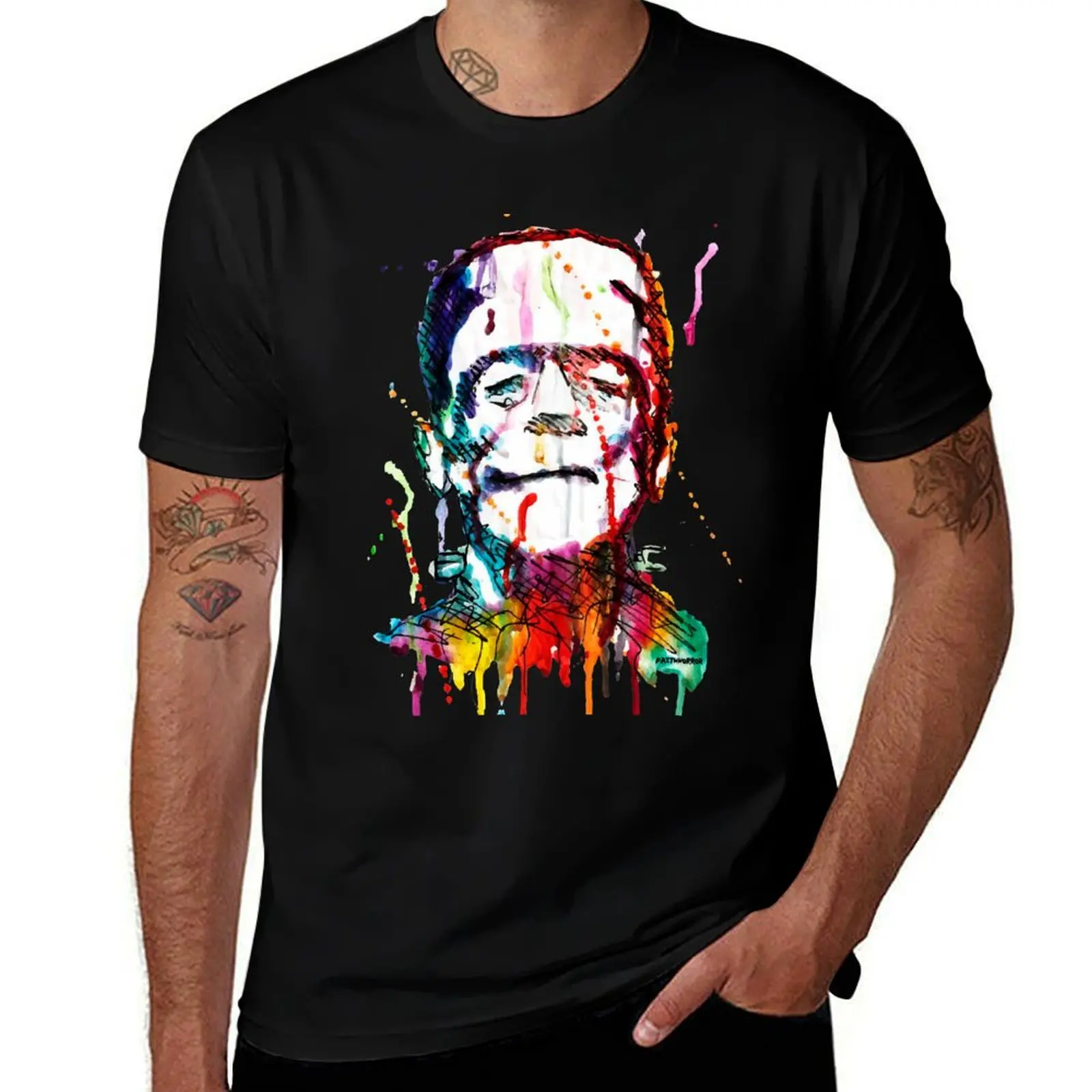 

Rainbow Frankenstein T-Shirt t shirts for man graphic funny t shirts for man cotton soft man t shirt cotton high quality T-shirt