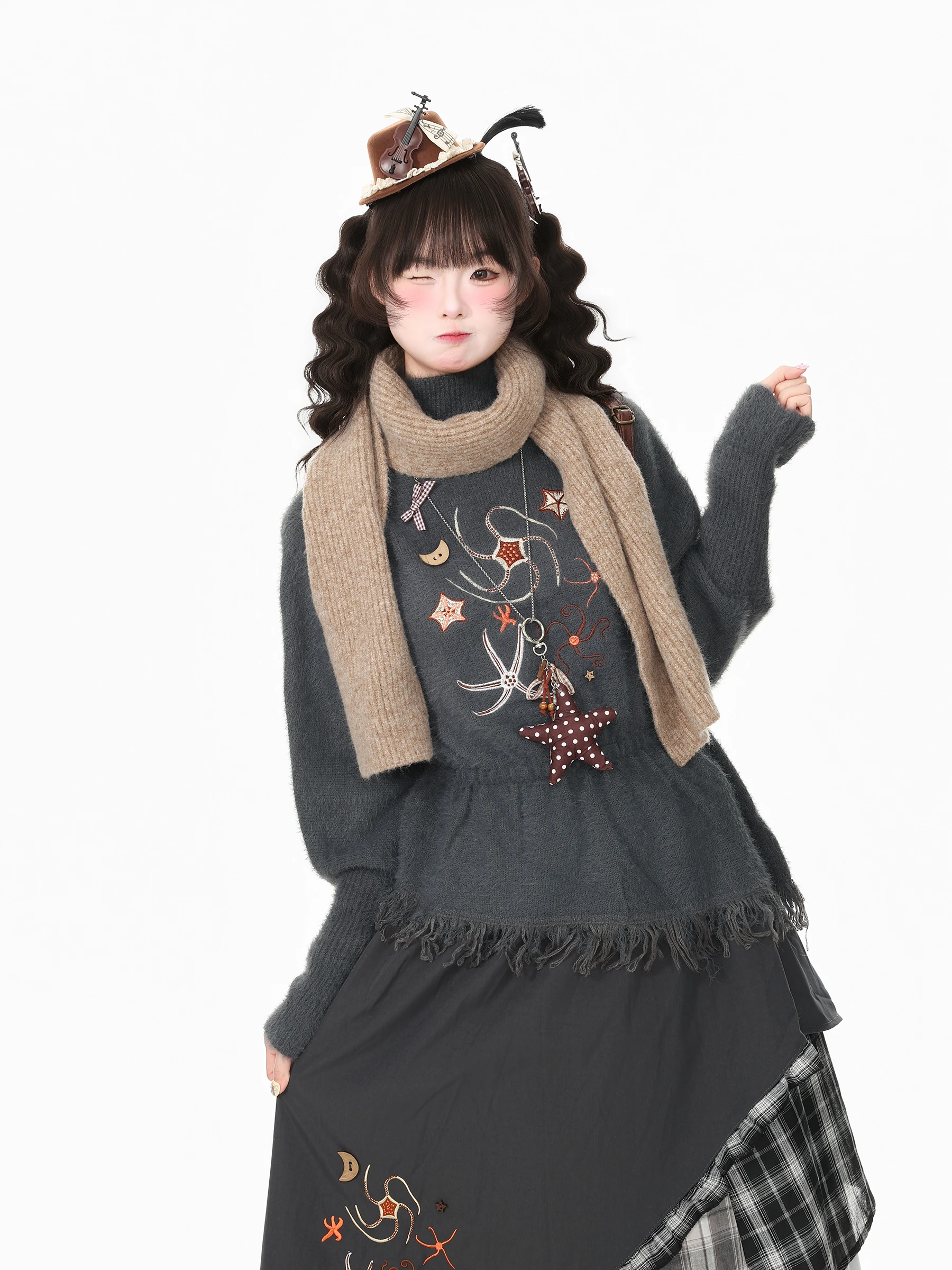 Retro Style High Collar Knitted Sweater Women's Autumn Soft Comfortable Long Sleeve Crew Neck Vintage Feel Languid Park