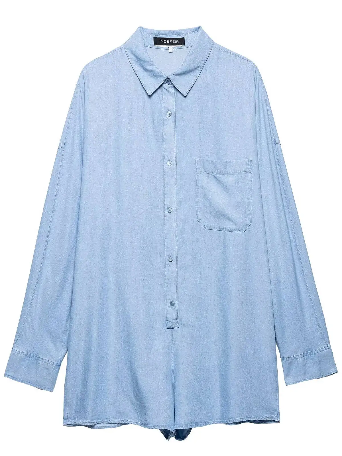 

Spring New Arrival Women's Sle Casual Loose Fit Denim ort One-Piece Pants Susps Long Sve Regular Length Pure Color