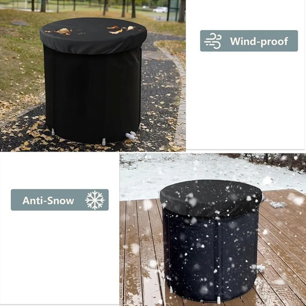 Portable Ice Bath Cover Waterproof Oxford Cloth Dust Lid With Drawstring For Round Tub 85cm 95cm Outdoor Cold Plunge Accessories