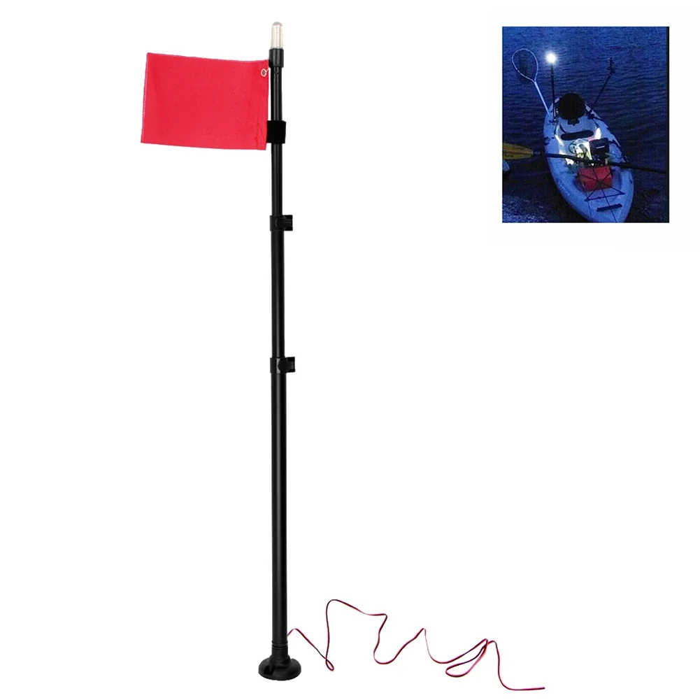 

Approx Up To130CM Aluminum Flagpole Canoe Safety Flag Easy To Install Firm Installation Aluminum Alloy Flagpole