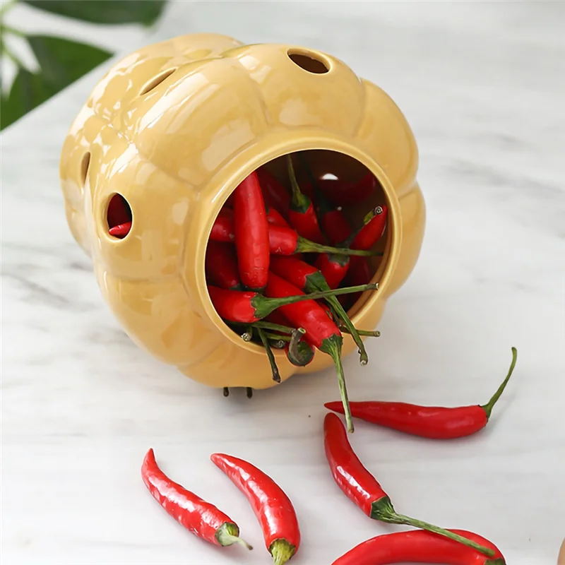 ABWR- Garlic Storage Jar With Lid Hollow Openwork Garlic Head Ginger Chili Pepper Storage Jars Candle Lampshade
