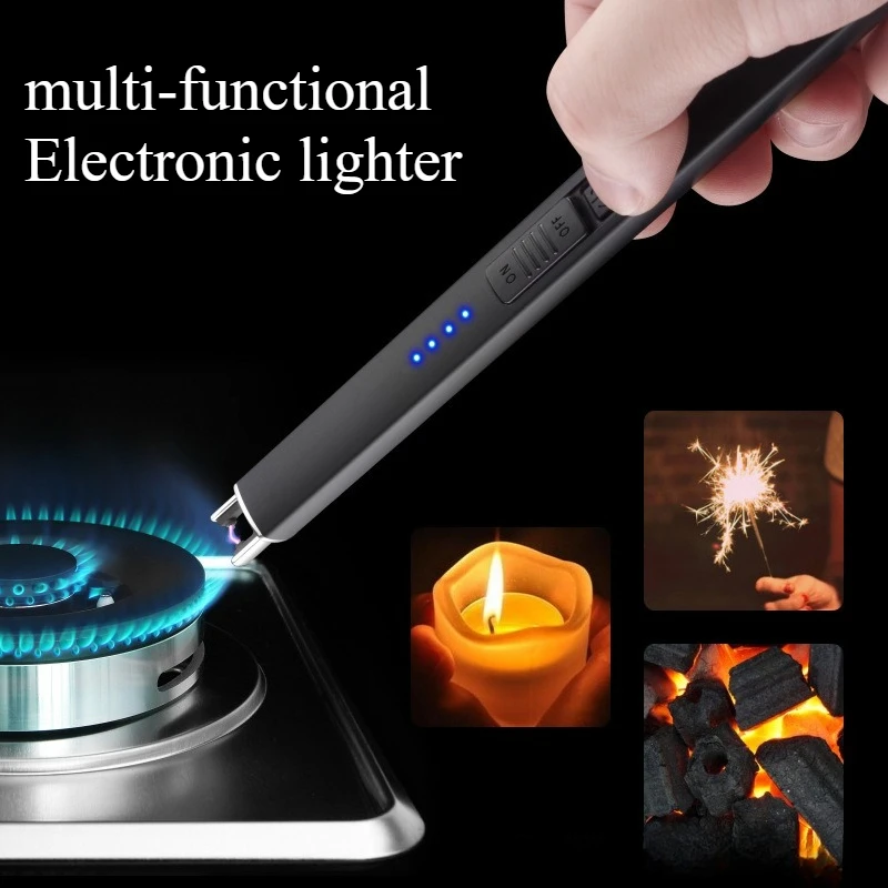 Electric Single Arc Pointing Gun Windproof Flameless Multifunction Pulse Gun Candle and Kitchen Tools Plasma Cigarette Lighter